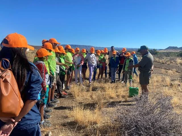 Volunteers planting trees together in a community garden